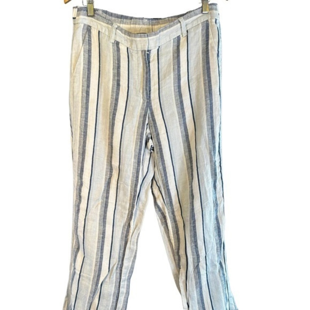 Talbots size 8 blue and white striped linen pants